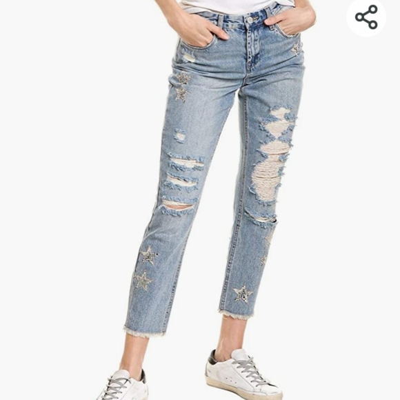 Blank NYC Snake Star Patch Crop Jean's 24 NWT - Picture 3 of 15